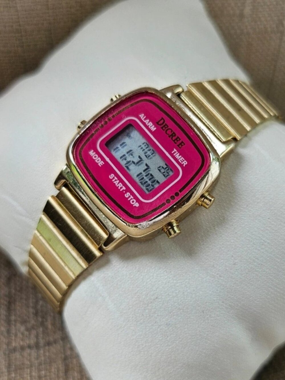 Decree Wristwatch Digital Multi-Function Wrist Watch Pink Stretched Metal Band